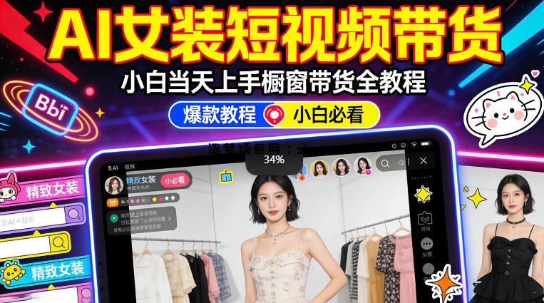 AI女装短视频橱窗带货：小白零门槛当天上手，高佣金爆款轻松賺！-逐梦项目网