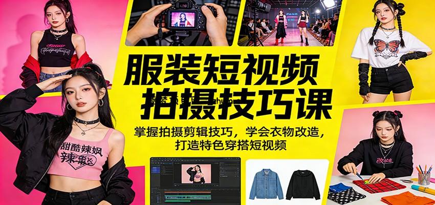 服装短视频拍摄技巧课：掌握拍摄剪辑技巧，学会衣物改造，打造特色穿搭短视频-逐梦项目网