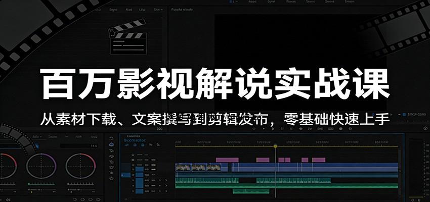 百万影视解说实战课：从素材下载、文案撰写到剪辑发布，零基础快速上手-逐梦项目网