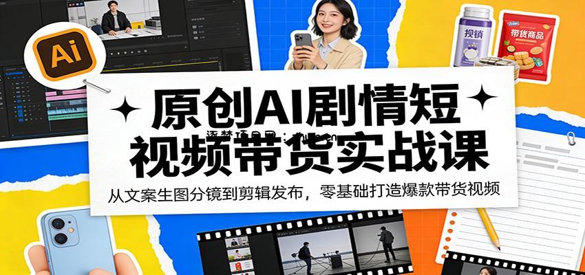 原创AI剧情短视频带货实战课：从文案生图分镜到剪辑发布，零基础打造爆款带货视频-逐梦项目网