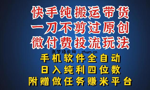 最新黑科技快手搬运带货方法，手机就能操作，轻松带你日入四位数【揭秘】-逐梦项目网