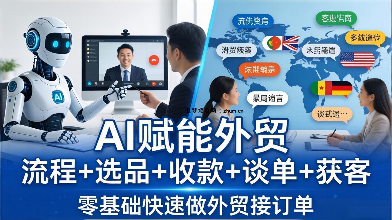 外贸+AI实战课：流程+选品+收款+谈单+获客，零基础快速做外贸接订单-逐梦项目网
