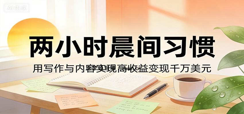 付费文章：两小时晨间习惯，用写作与内容实现高收益变现千万美元-逐梦项目网