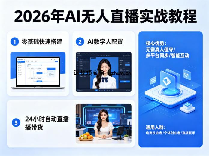 2026年AI无人直播实战教程，零基础也能快速搭建AI数字人无人直播间，实现24小时自动直播带货-逐梦项目网