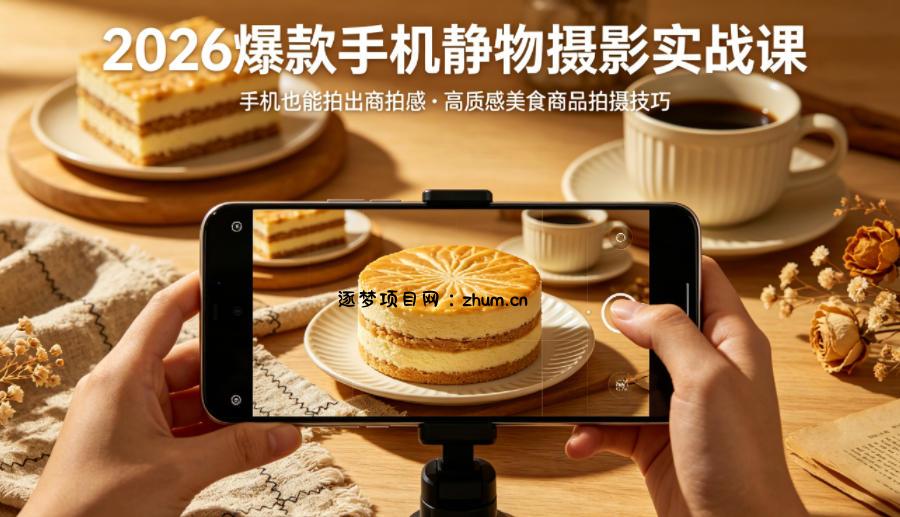 2026爆款手机静物摄影实战课,手机也能拍出商拍感,学会拍出高质感美食商品-逐梦项目网
