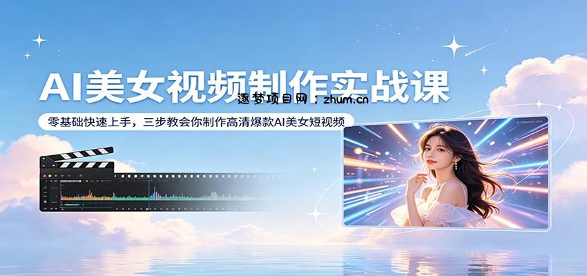 AI美女视频制作实战课：零基础快速上手，三步教会你制作高清爆款AI美女短视频-逐梦项目网