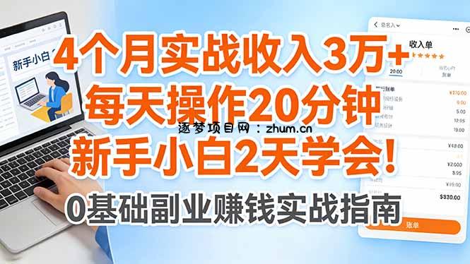 4个月实战收入3万+,每天操作20分钟,新手小白2天学会!-逐梦项目网