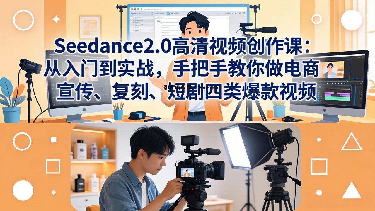 Seedance2.0高清视频创作课：从入门到实战，手把手教你做电商、宣传、复刻、短剧四类爆款视频-逐梦项目网