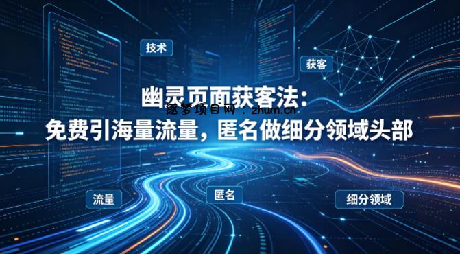 用懂技术!幽灵页面获客法:免费引海量流量,匿名做细分领域头部