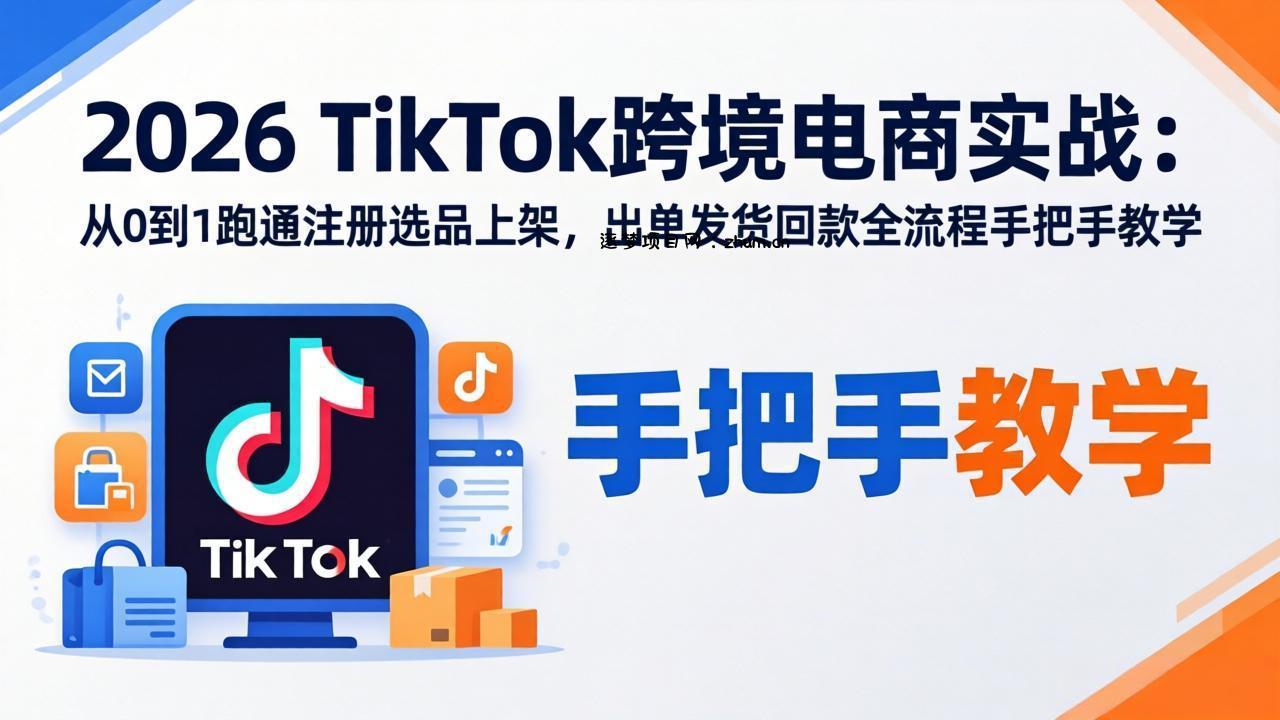 2026TikTok跨境电商实战-更新:从0到1跑通注册选品上架,出单发货回款全流程手把手教学-逐梦项目网