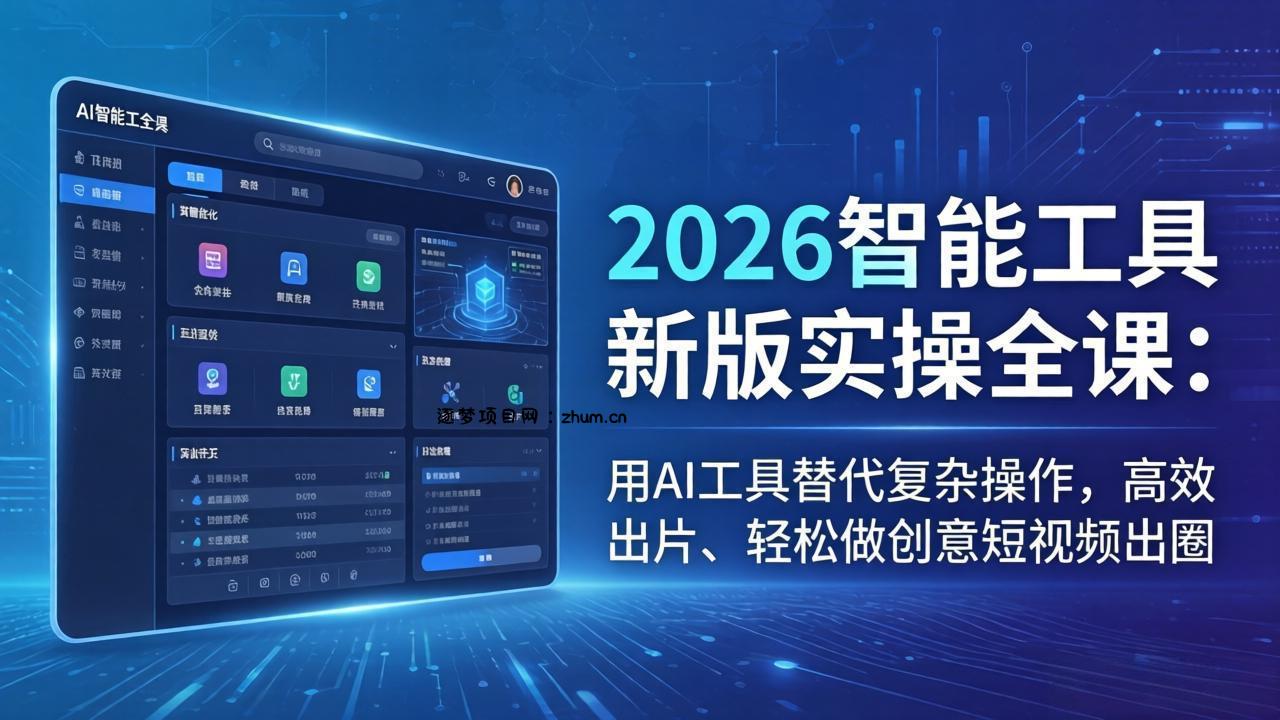 2026智能工具新版实操全课：用AI工具替代复杂操作，高效出片、轻松做创意短视频出圈-逐梦项目网