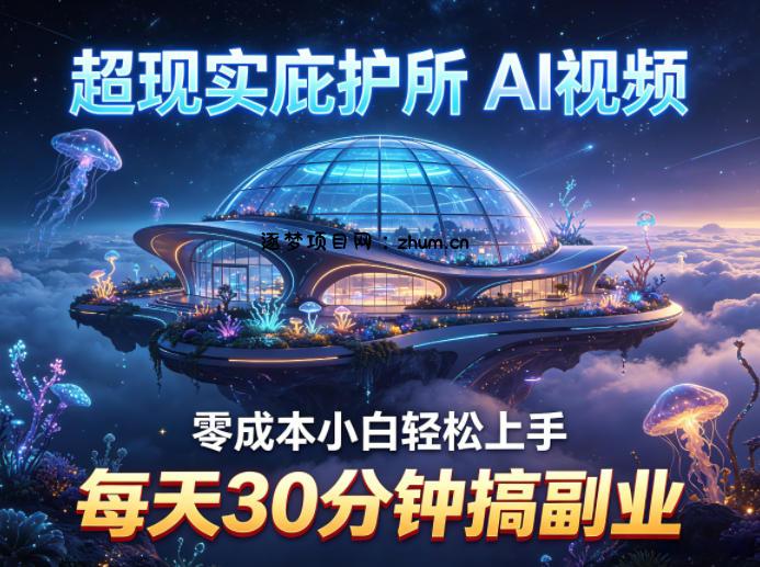 超现实庇护所AI视频项目拆解，零成本小白轻松上手，每天30分钟搞副业-逐梦项目网