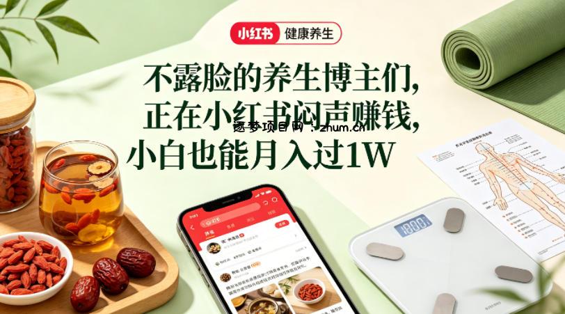 小红书健康养生科普图文赛道，不露脸的养生博主们，正在小红书闷声賺钱，小白也能月入过1W-逐梦项目网