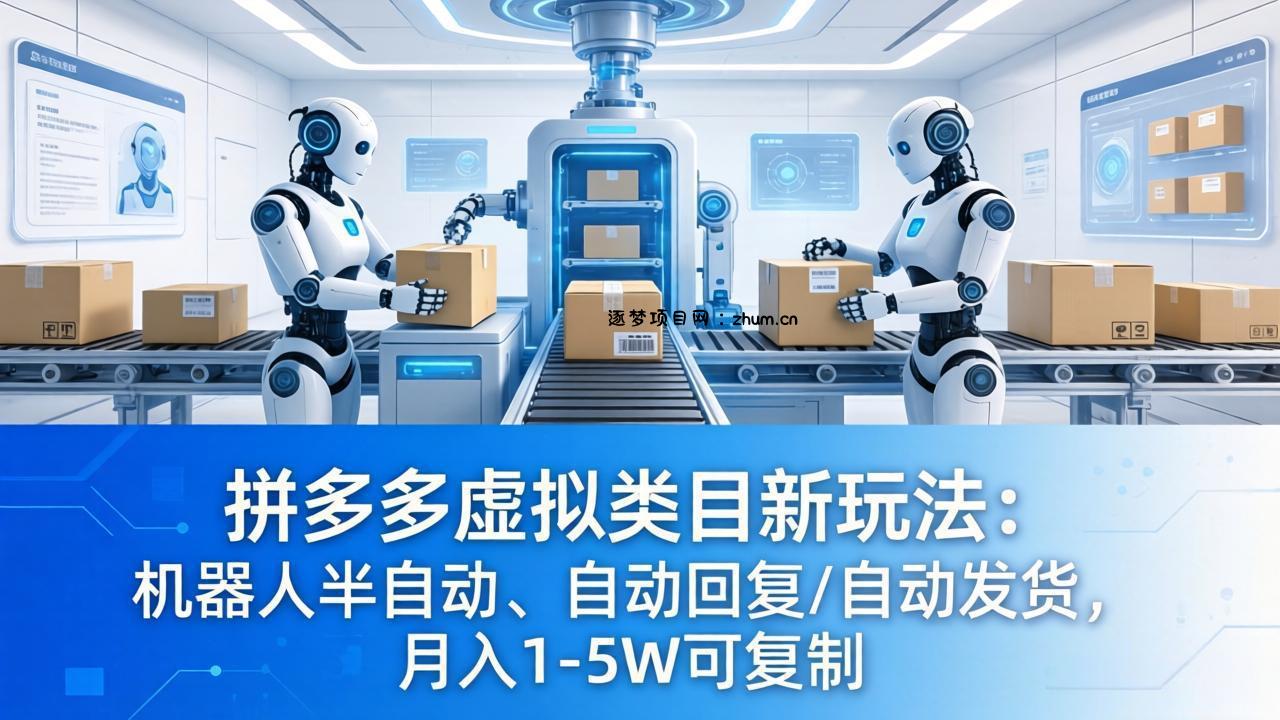 拼多多虚拟类目新玩法：机器人半自动、自动回复 /自动发货，月入 1-5W 可复制-逐梦项目网