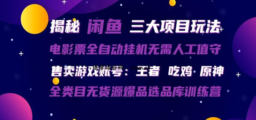 闲鱼三种玩法 全自动电影票 售卖游戏账号 爆品选品库训练营-逐梦项目网