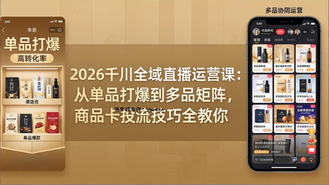2026千川全域直播运营课:从单品打爆到多品矩阵,商品卡投流技巧全教你-逐梦项目网