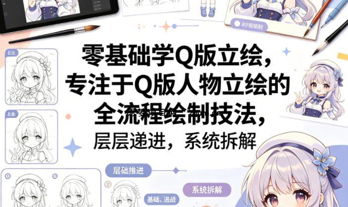 零基础学Q版立绘,专注于Q版人物立绘的全流程绘制技法,层层递进,系统拆解-逐梦项目网