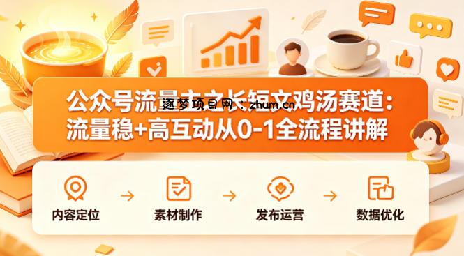 公众号流量主之长短文鸡汤赛道，流量稳+高互动，从0-1全流程讲解-逐梦项目网