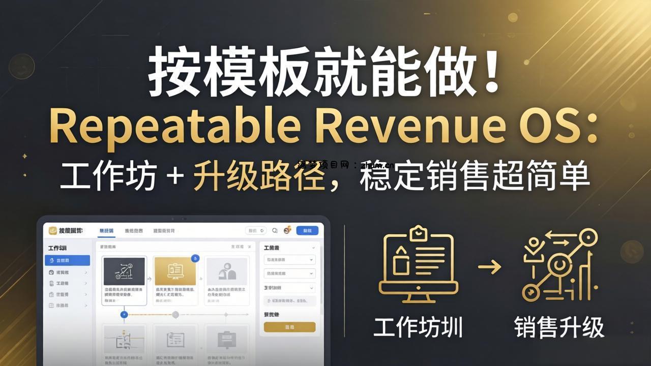 按模板就能做！Repeatable Revenue OS：工作坊 + 升级路径，稳定销售超简单-逐梦项目网