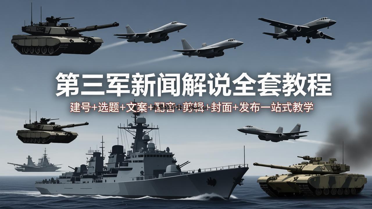 第三军迷新闻解说全套教程：建号+选题+文案+配音+剪辑+封面+发布一站式教学-逐梦项目网