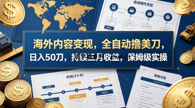 海外内容变现，全自动撸美刀，日入50刀，持续三月收益，保姆级实操【揭秘】-逐梦项目网