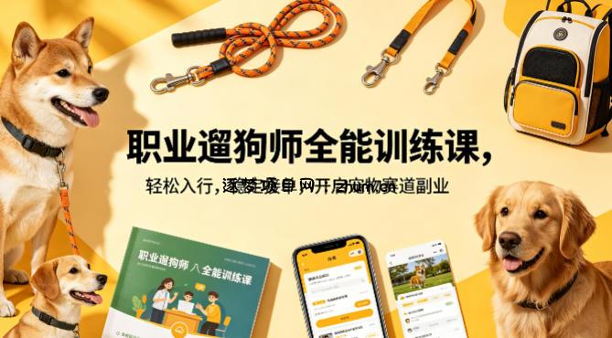职业遛狗师全能训练课，轻松入行，稳定接单，开启宠物赛道副业-逐梦项目网