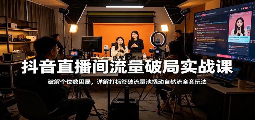 抖音直播间流量破局实战课：破解个位数困局，详解打标签破流量池撬动自然流全套玩法-逐梦项目网