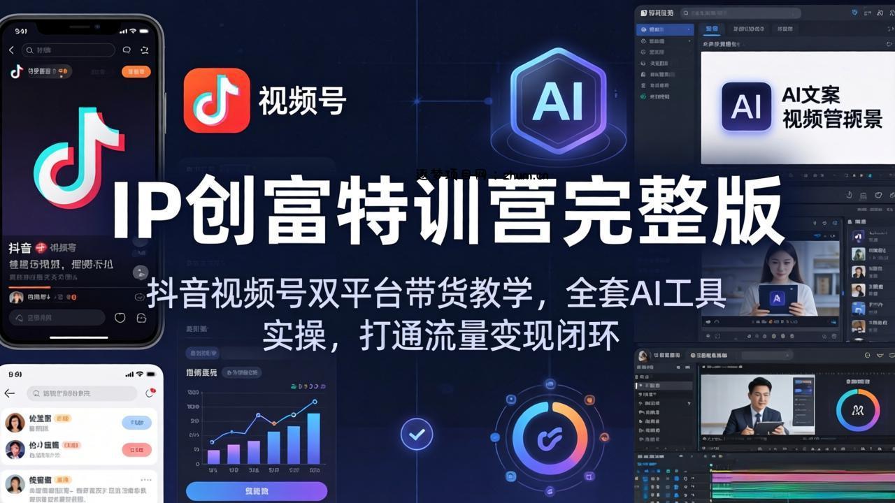 IP创富特训营完整版：抖音视频号双平台带货教学，全套AI工具实操，打通流量变现闭环-逐梦项目网
