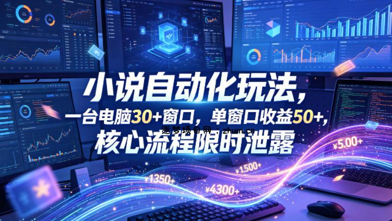 小说挂G自动化玩法，一台电脑30+窗口，单窗口收益50+，核心流程限时泄露【揭秘】-逐梦项目网
