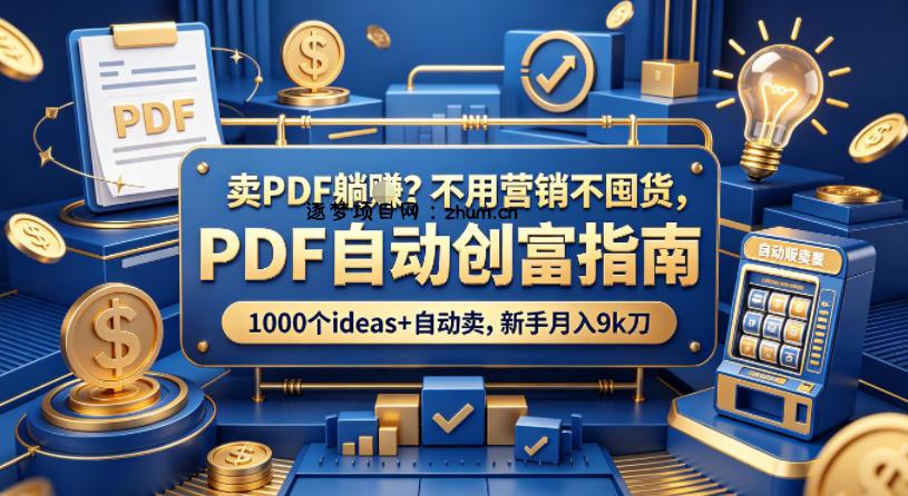 卖PDF躺賺？不用营销不囤货，PDF自动创富指南，1000个ideas+自动卖，新手月入9k刀【原创双语字幕】-逐梦项目网
