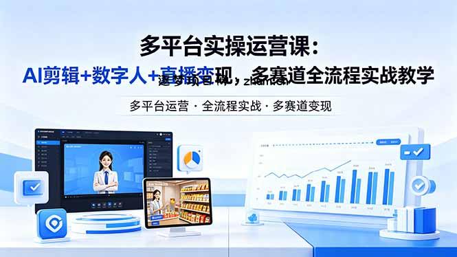 某团队多平台实操运营课-更新26年4月20：AI剪辑+数字人+直播变现，多赛道全流程实战教学-逐梦项目网