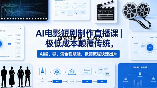 AI电影短剧制作直播课｜极低成本颠覆传统，AI编、导、演全程赋能，极简流程快速出片-逐梦项目网