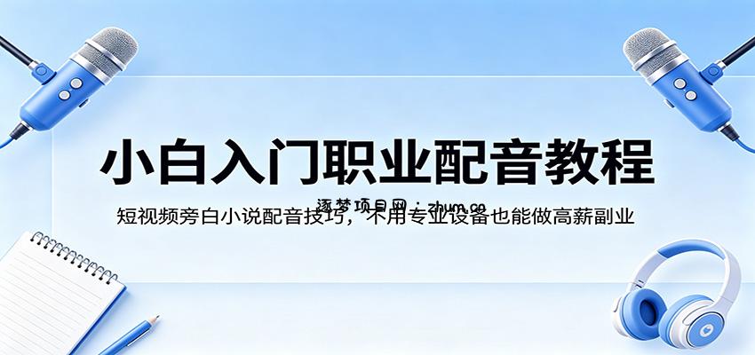 小白入门职业配音教程，短视频旁白小说配音技巧，不用专业设备也能做高薪副业-逐梦项目网