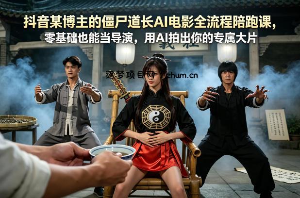 抖音某博主的僵尸道长AI电影全流程陪跑课，零基础也能当导演，用AI拍出你的专属大片-逐梦项目网