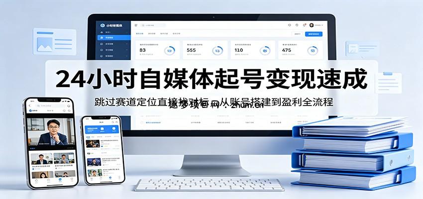 24小时自媒体起号变现速成，跳过赛道定位直接找对标，从账号搭建到盈利全流程-逐梦项目网