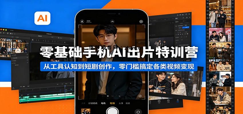 零基础手机AI出片特训营：从工具认知到短剧创作，零门槛搞定各类视频变现-逐梦项目网