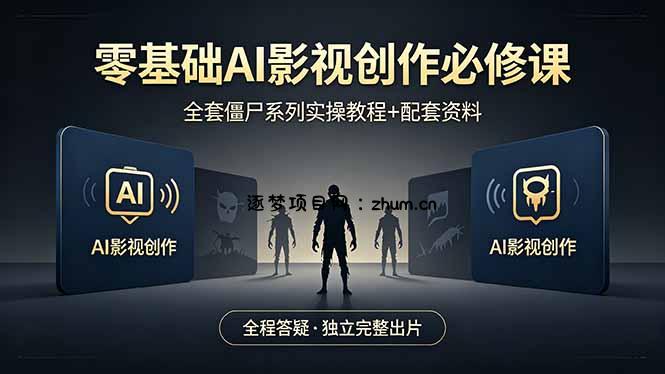 零基础AI影视创作必修课，全套僵尸系列实操教程加配套资料，全程答疑带你独立完整出片-逐梦项目网