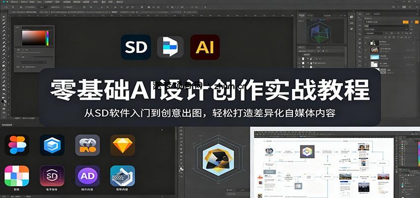 零基础AI设计创作实战教程：从SD软件入门到创意出图，轻松打造差异化自媒体内容-逐梦项目网