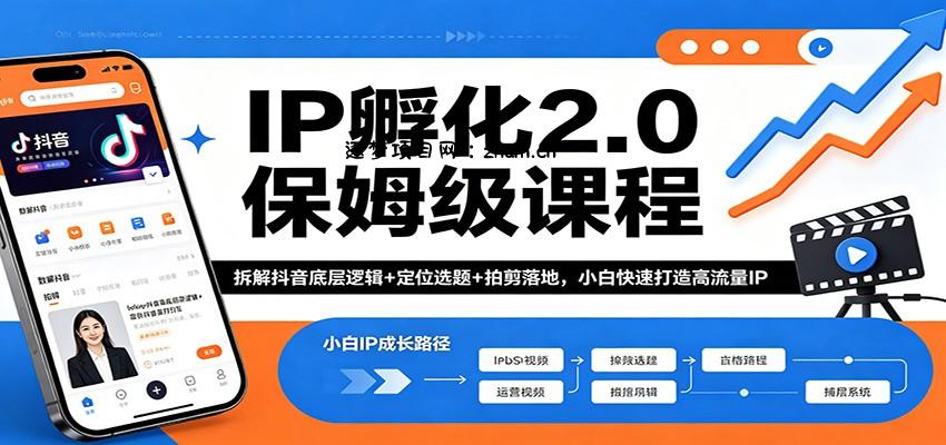 IP孵化2.0保姆级课程：拆解抖音底层逻辑+定位选题+拍剪落地，小白快速打造高流量IP-逐梦项目网