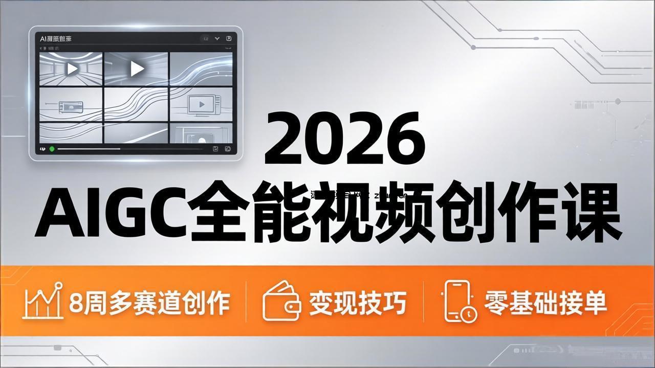 2026AIGC全能视频创作课，8周吃透多赛道创作+变现，零基础也能高效出片接单-逐梦项目网