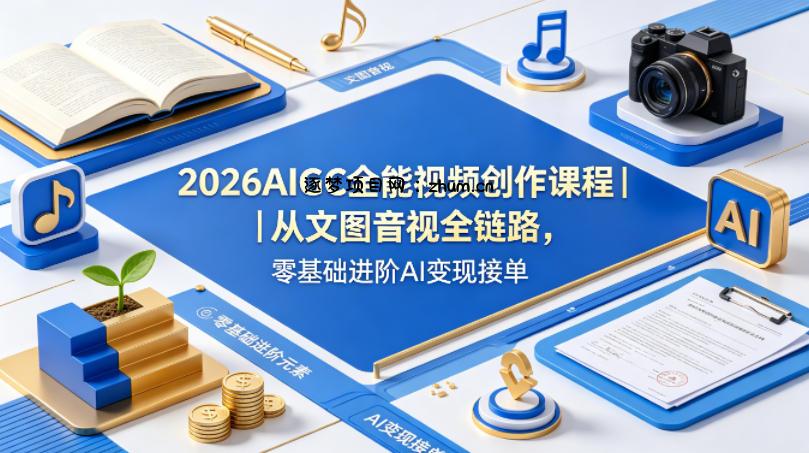 2026AIGC全能视频创作课程｜从文图音视全链路，零基础进阶AI变现接单-逐梦项目网