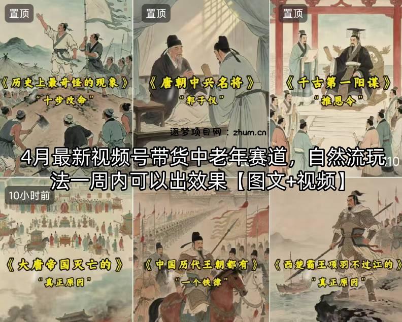 4月最新视频号带货中老年赛道，自然流玩法一周内可以出效果【图文+视频】-逐梦项目网