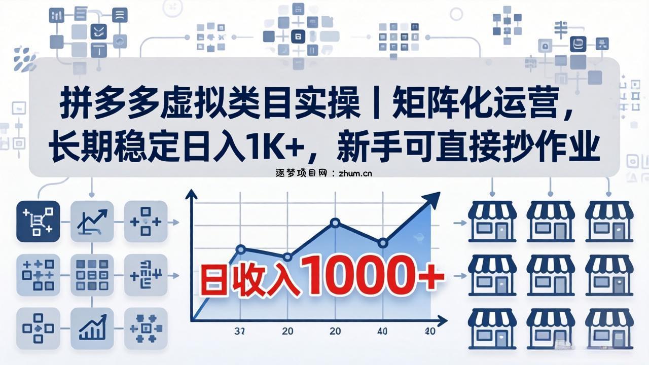 拼多多虚拟类目实操｜矩阵化运营，长期稳定日入 1K+，新手可直接抄作业-逐梦项目网