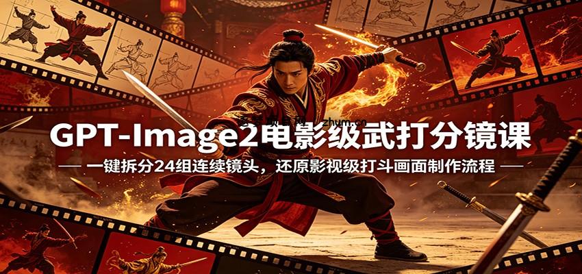 GPT-Image2电影级武打分镜课：一键拆分24组连续镜头，还原影视级打斗画面制作流程-逐梦项目网