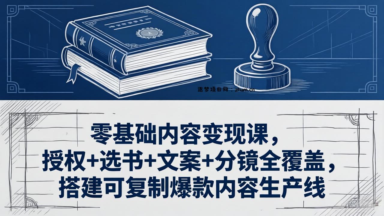 零基础内容变现课，授权+选书+文案+分镜全覆盖，搭建可复制爆款内容生产线-逐梦项目网