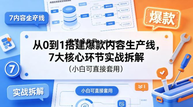 从0到1搭建爆款内容生产线，7大核心环节实战拆解(小白可直接套用)-逐梦项目网