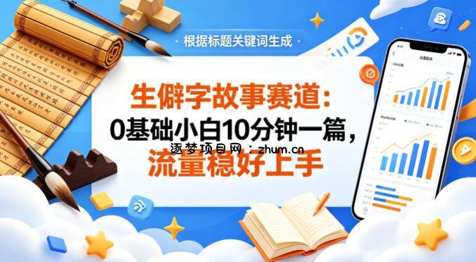 公众号流量主——生僻字故事赛道，流量稳，好上手，0基础小白也能10分钟一篇-逐梦项目网