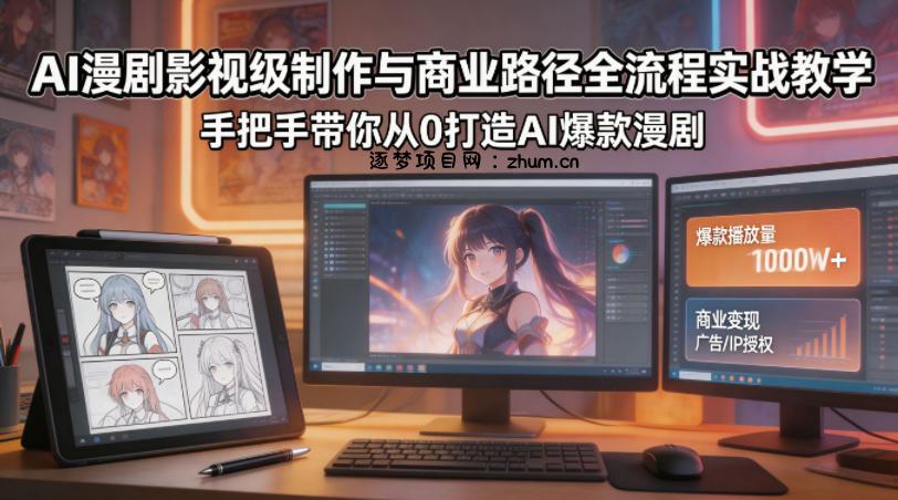 AI漫剧影视级制作与商业路径全流程实战教学，手带你从0打造AI爆款漫剧-逐梦项目网