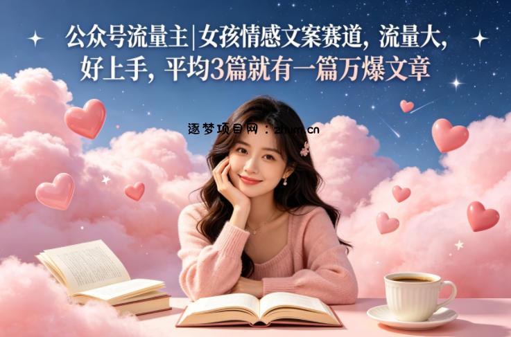 公众号流量主女孩情感文案赛道，流量大，好上手，平均3篇就有一篇万爆文章-逐梦项目网