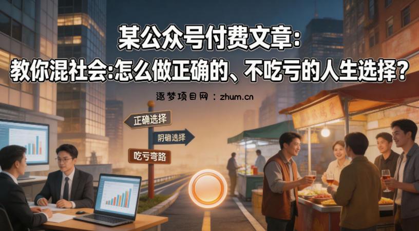 某公众号付费文章：教你混社会：怎么做正确的、不吃亏的人生选择？-逐梦项目网